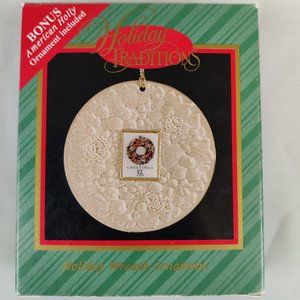**NIB**  SET OF 2 USPS Ornaments - Holiday Wreath 1998 and American Holly 1997